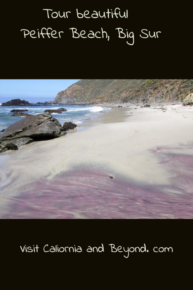 Purple sand beach at Pfeiffer Beach in Big Sur (Purple sand, gorgeous unusual landscape)