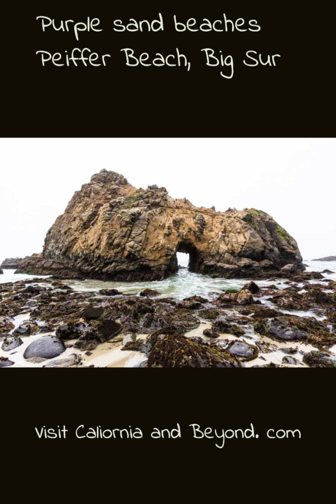 Purple sand beach at Pfeiffer Beach in Big Sur (Purple sand, gorgeous unusual landscape)