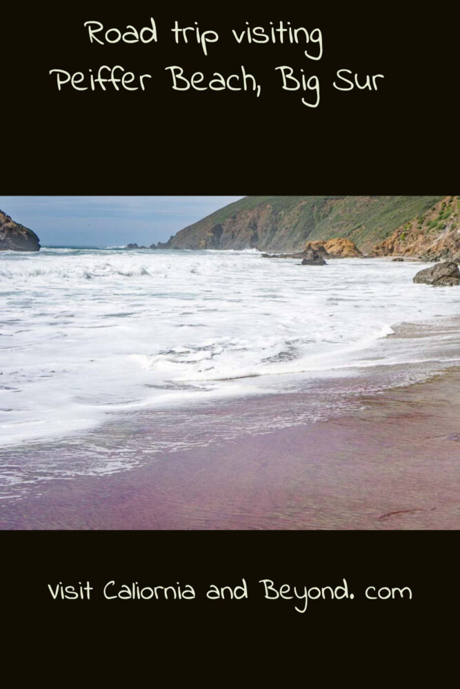 Purple sand beach at Pfeiffer Beach in Big Sur (Purple sand, gorgeous unusual landscape)